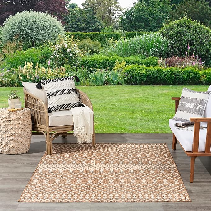 Nourison Home Positano Jute 5' x 7' Area Rug - Easy Clean, Non Shedding, Bed Room, Living Room, Dining Room, Kitchen (5' x 7')