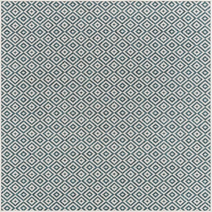 Unique Loom Jill Zarin Outdoor Collection Area Rug - Costa Rica (7' 10'' Square, Teal/ Ivory)