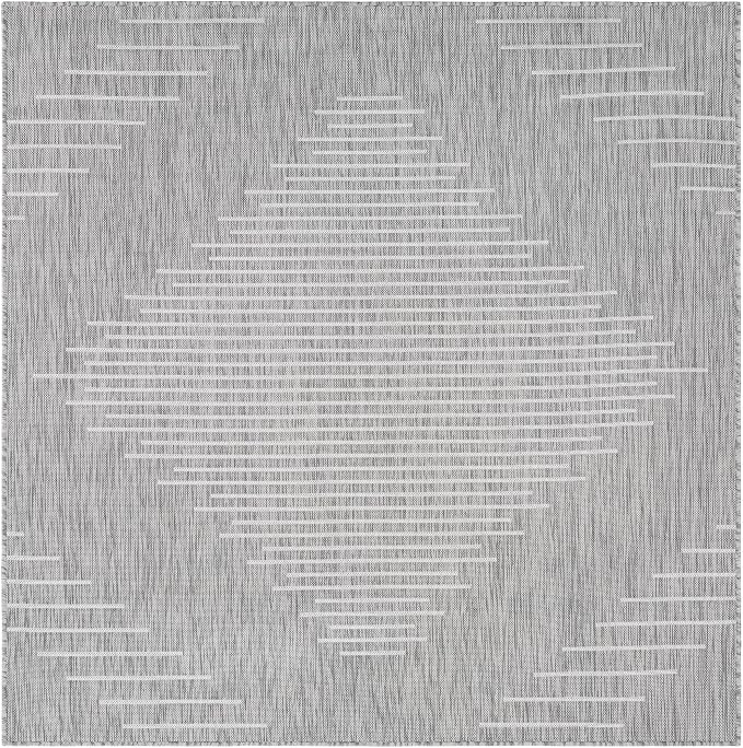 Unique Loom Outdoor Modern Collection Area Rug - Tambor (6' 1" Square Gray/Ivory)