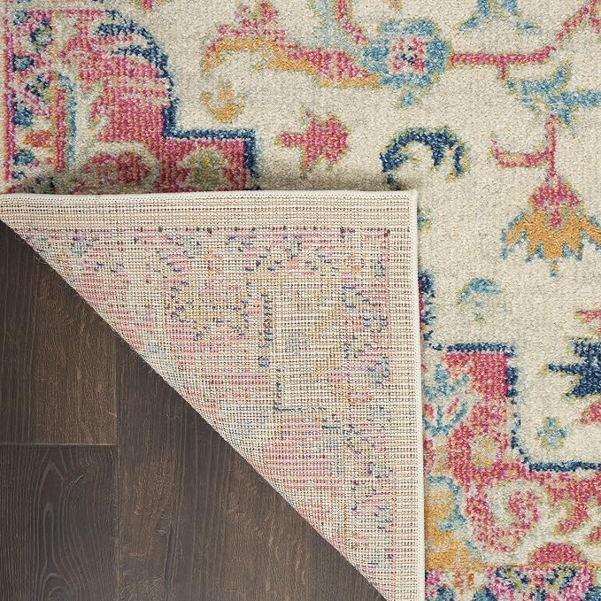 Nourison Home Passion Ivory Pink 2'2" x 10' Area Rug - Easy Clean, Non Shedding, Bed Room, Living Room, Dining Room, Kitchen (10' Runner)