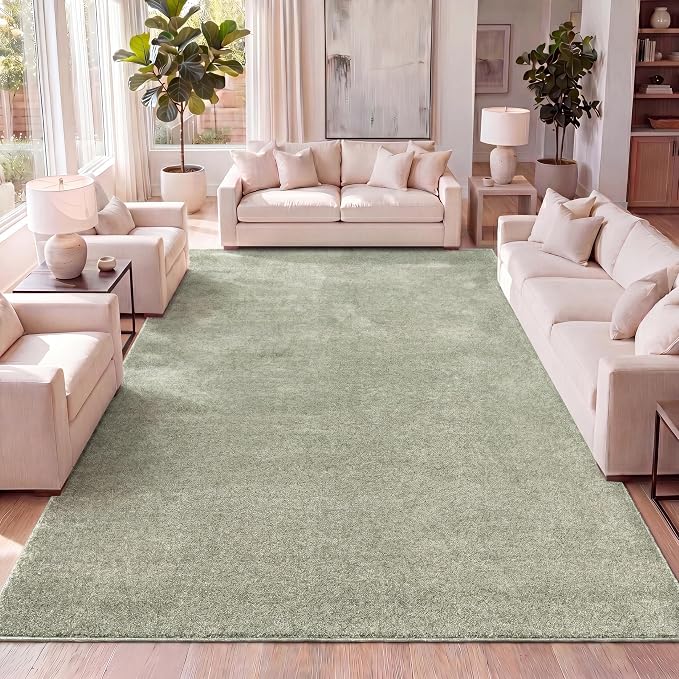 JONATHAN Y Haze Solid Low-Pile Green Indoor Area Rug 8x10, Coastal,Bohemian,Minimalist,Classic, Easy-Cleaning for Living Room,Bedroom,Kitchen,Pet Friendly,Non-Shedding (SEU100O-8)