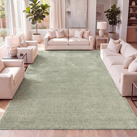 JONATHAN Y Haze Solid Low-Pile Green Indoor Area Rug 4x6, Coastal,Bohemian,Minimalist,Classic, Easy-Cleaning for Living Room,Bedroom,Kitchen,Pet Friendly,Non-Shedding (SEU100O-4)