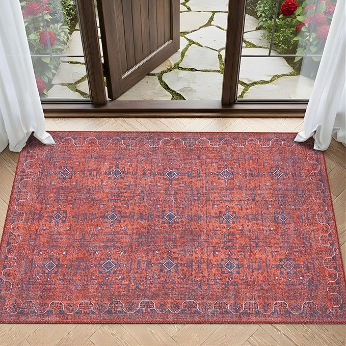 Sacred Artisans Tribal 2x3 Rug for Entryway, Kitchen, Bathroom and Indoor Entrance | Washable, Non Slip, Pet Friendly and Low Pile (Mystic, 2' x 3')