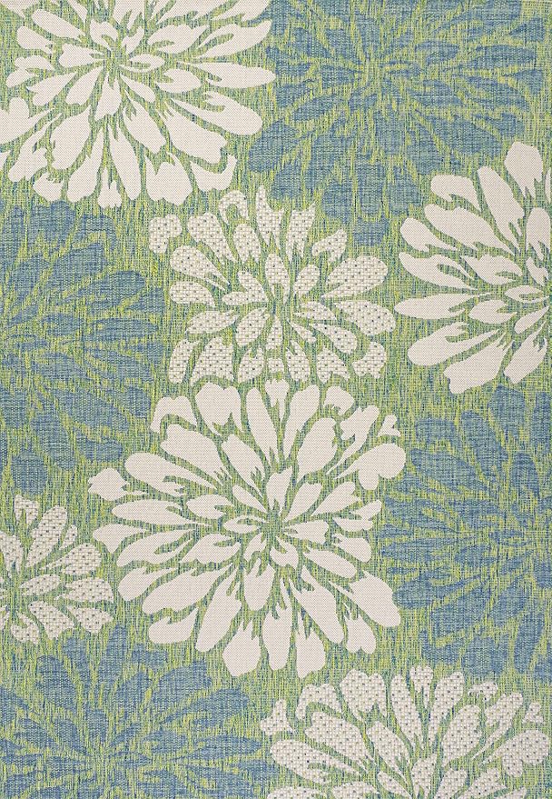 JONATHAN Y Floral Textured Weave Indoor Outdoor Area Rug 3X5 Cream/Green, Zinnia Modern for Backyard, Patio, Porch, Easy-Cleaning, High Traffic, Pet-Friendly, Non-Shedding (SMB110D-3)