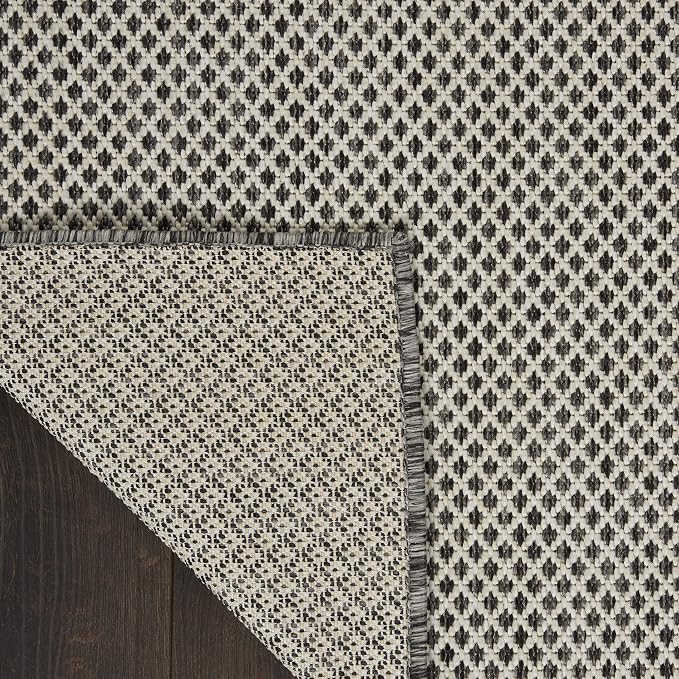 Nourison Home Courtyard Ivory Charcoal 8' x Square Area Rug - Easy Clean, Non Shedding, Bed Room, Living Room, Dining Room, Kitchen (8' x Square)