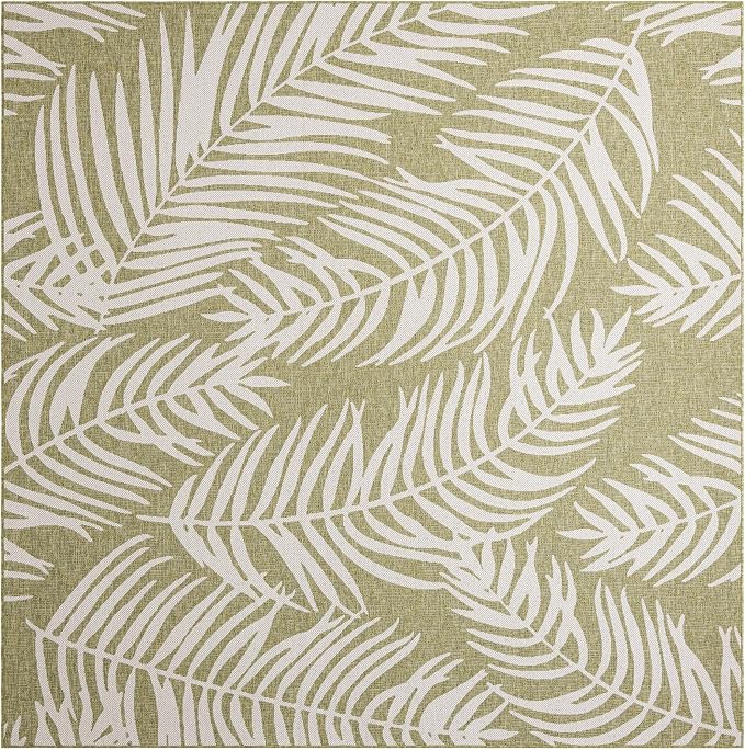 Unique Loom Outdoor Botanical Collection Area Rug - Palm (10' Square Green/Ivory)