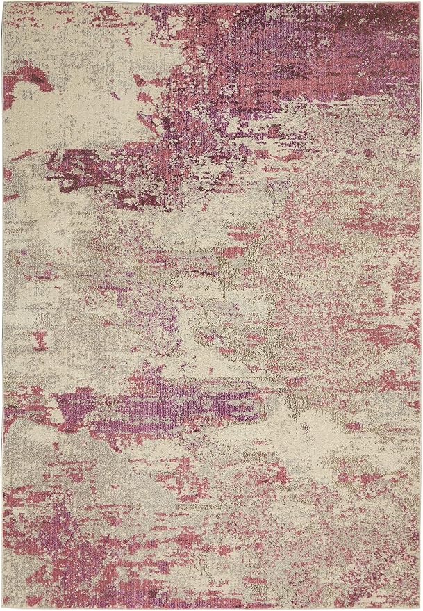 Nourison Home Celestial Ivory Pink 3'11" x 5'11" Area Rug - Easy Clean, Non Shedding, Bed Room, Living Room, Dining Room, Kitchen (4' x 6')