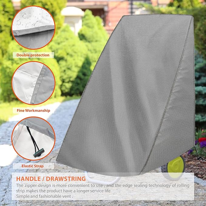Hose Reel Cart Cover 25.9x24.8x34.6 inch Buckle Fit Cover | 420D Oxford fabric, UV and tear resistant, windproof drawstring, rear hose access, wheeled fit, outdoor use