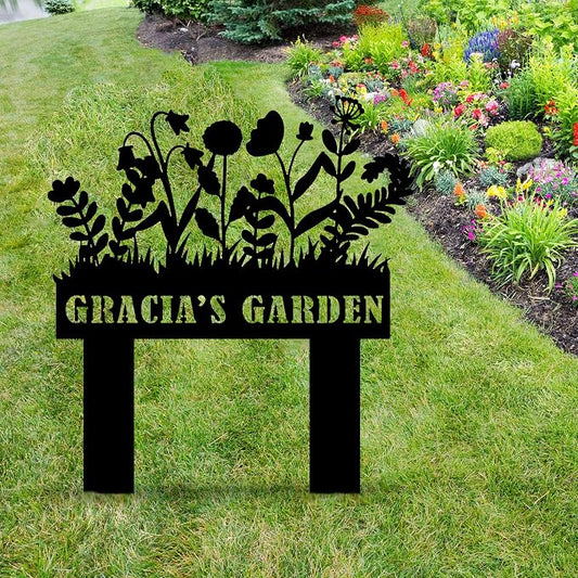 Personalized Garden Sign with Stake, Custom Metal Sign for Outdoor, Customized Metal Yard Stake Decor, Lawn Art, Farmhouse Decor, Housewarming Gift