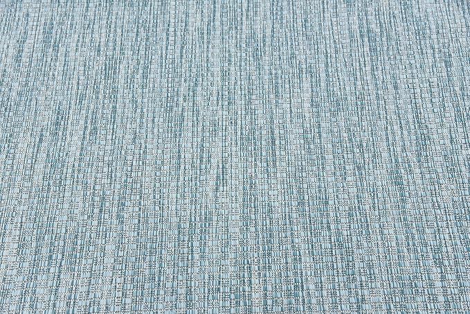 Unique Loom Collection Casual Transitional Solid Heathered Indoor/Outdoor Flatweave Area Rug (4' 1" x 6' 1" Rectangle, Aquamarine/Ivory)