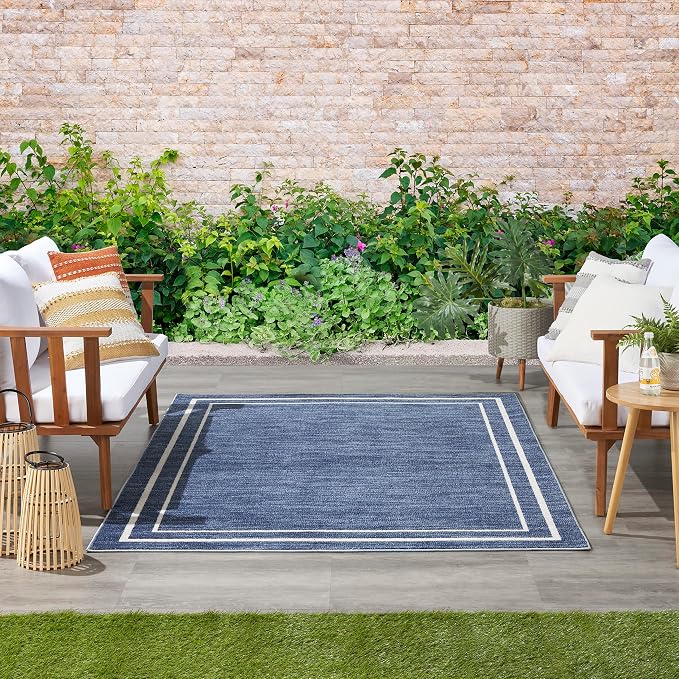 Nourison Home Nourison Essentials Navy/Ivory 4' x 6' Area Rug - Easy Clean, Non Shedding, Bed Room, Living Room, Dining Room, Kitchen (4' x 6')