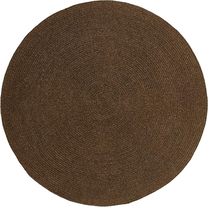 Superior Indoor/Outdoor Area Rug, Reversible Braided Floor Decor for Living Room, Kitchen, Patio, Front Porch, Modern Boho Farmhouse Rugs, Hardwood, Bedroom Accessories, 4' Round, Cocoa