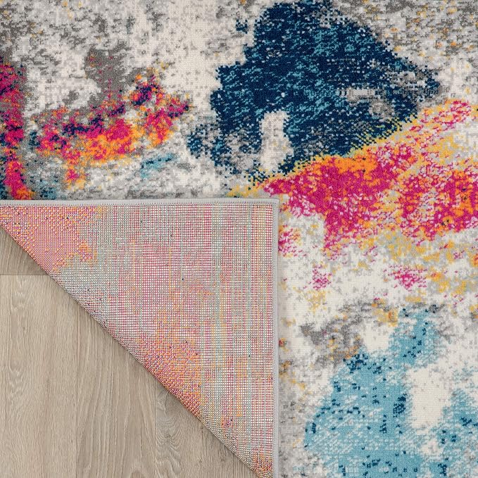 Rugshop Modern Abstract Living Room Non-Shedding Area Rug Multi 2' x 3' | Rectangular, Size 2' x 3', Bedroom, Dining Room, Home Office, Kitchen, Entryway, Hallway, Nursery, Kids Room, Guest Room