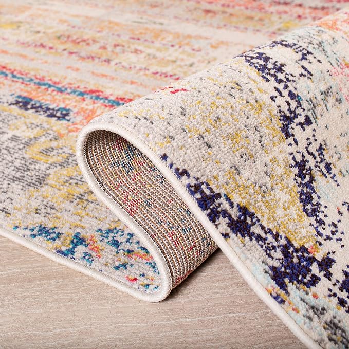 SAFAVIEH Madison Collection Runner Rug - 2'2" x 20', Grey & Orange, Boho Chic Tribal Distressed Design, Non-Shedding & Easy Care, Ideal for High Traffic Areas in Living Room, Bedroom (MAD422G)