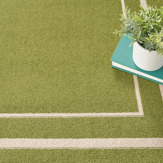 Nourison Home Nourison Essentials Green Ivory 5' x Square Area Rug - Easy Clean, Non Shedding, Bed Room, Living Room, Dining Room, Kitchen (5' x Square)