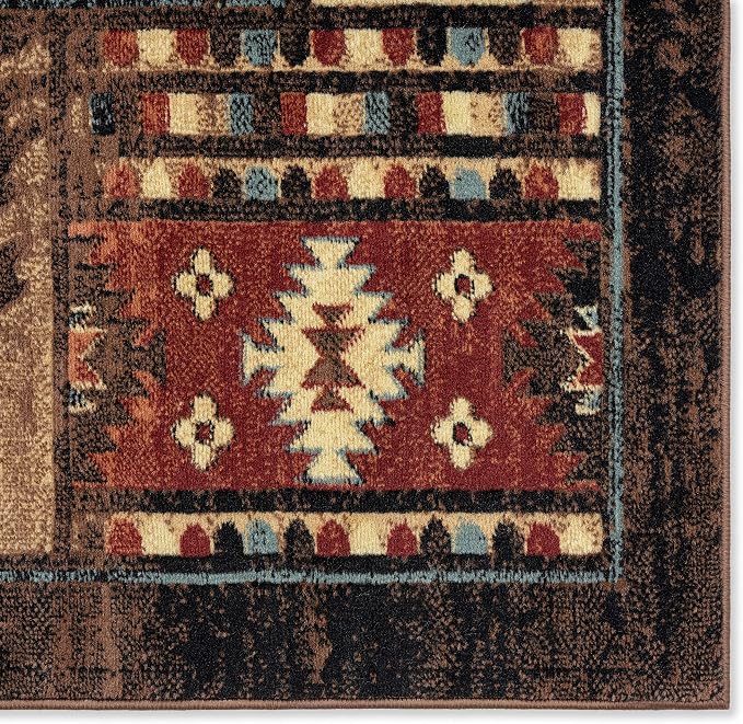 Home Dynamix Buffalo Bear Area Rug, 1'10"x6'10", Brown/ Red, Rectangular
