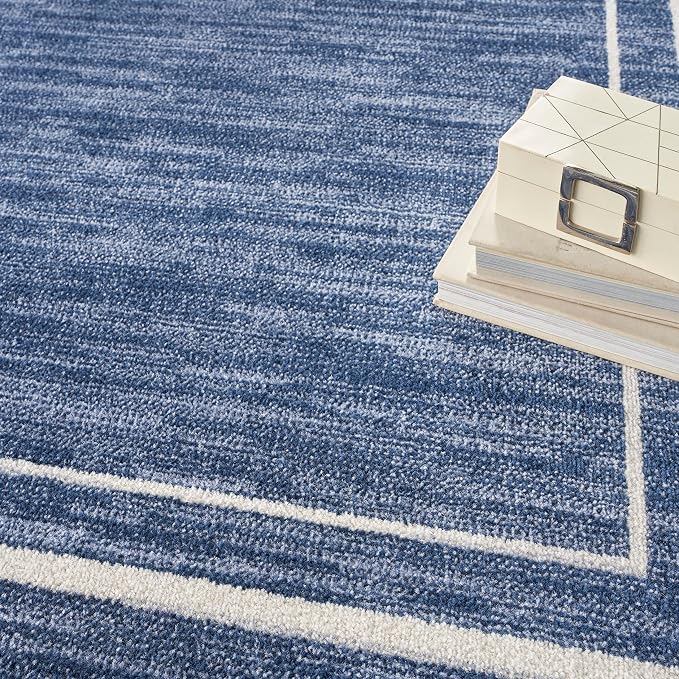Nourison Home Nourison Essentials Navy/Ivory 5' x Square Area Rug - Easy Clean, Non Shedding, Bed Room, Living Room, Dining Room, Kitchen (5' x Square)