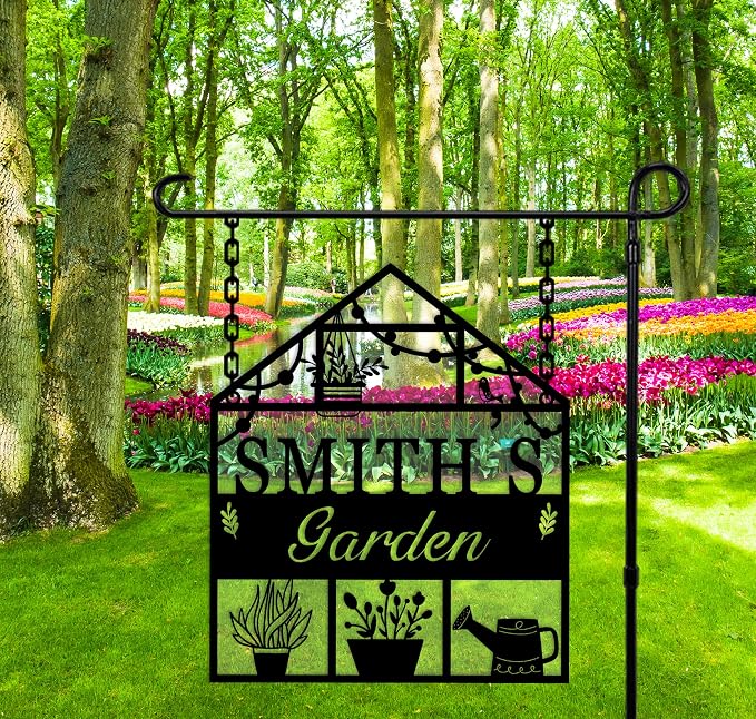 Custom Metal Greenhouse Sign, Personalized Garden Signs, Hanging Decor for Outside, Decorative Outdoor, Grandma's Garden Sign