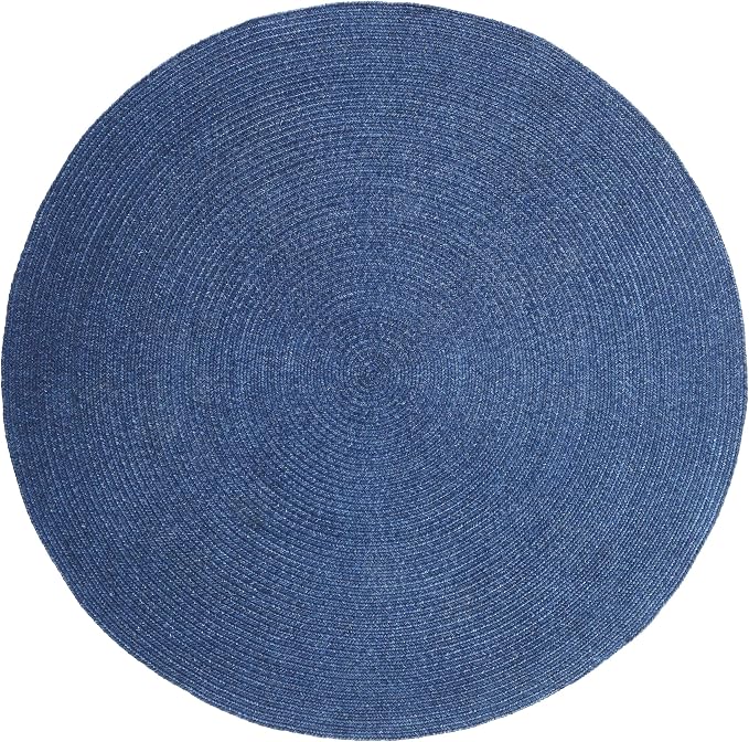 Superior Reversible Braided Indoor/Outdoor Area Rug, 6' round, Denim Blue