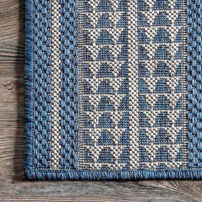 Nuloom Ranya Blue/Ivory, 5' x 8', Tribal Geometric, Soft and Cozy, High Traffic, Stain Resistant, Easy Clean, Durable Area Rug for Indoor/Outdoor Patio, Deck, Porch, Garden, Courtyard