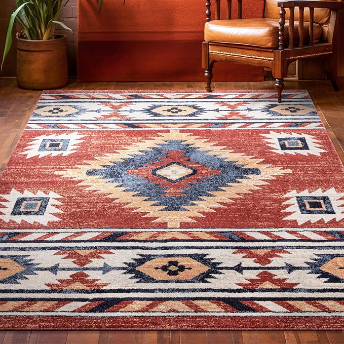 Well Woven Tulsa Lea Crimson Traditional Southwestern Tribal (9'3" x 12'6") Area Rug