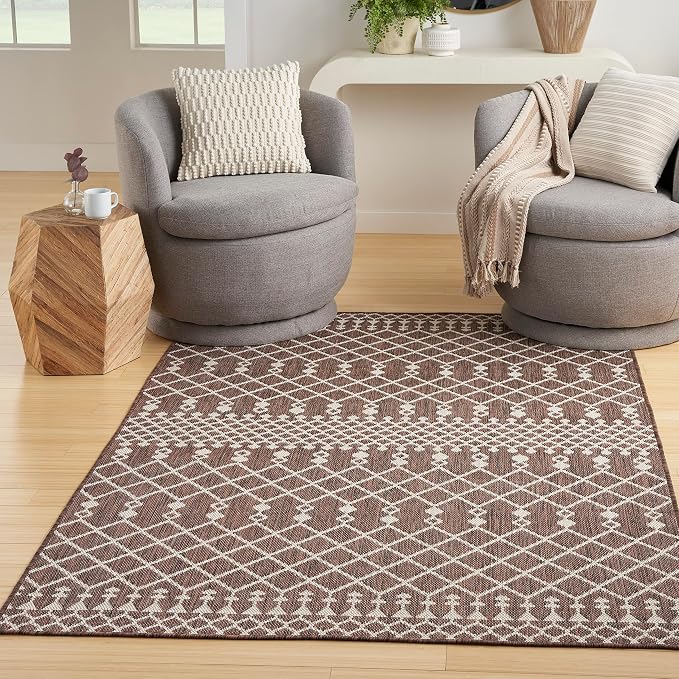 Nourison Home Positano Natural 7' x 10' Area Rug - Easy Clean, Non Shedding, Bed Room, Living Room, Dining Room, Kitchen (7' x 10')