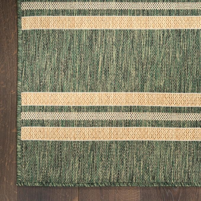 Nourison Home Horizon Indoor/Outdoor Green 2'2" x 8' Area Rug - Easy Clean, Non Shedding, Bed Room, Living Room, Dining Room, Kitchen (8' Runner)