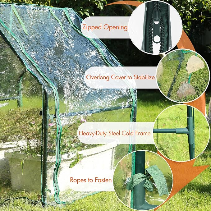 Gardzen Mini Greenhouse Heavy Duty Portable Green House, Zipper Clear Tent Small Greenhouse for Indoor Outdoor Plants 36.2”(L) x36.2”(W) x42.5”(H)