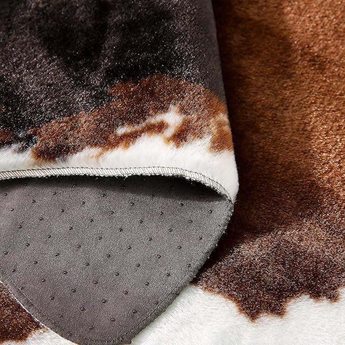 townssilk Cow Print Rug 4.1x4.5 Feet Faux Cow Hide Rug Animal Printed Area Rug Carpet for Home