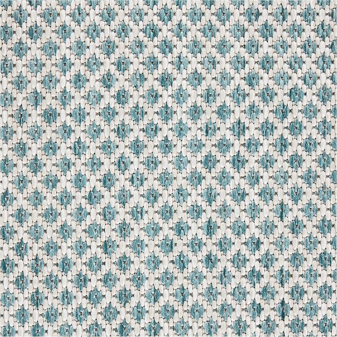 Nourison Home Courtyard Ivory Aqua 3' x 5' Area Rug - Easy Clean, Non Shedding, Bed Room, Living Room, Dining Room, Kitchen (3' x 5')