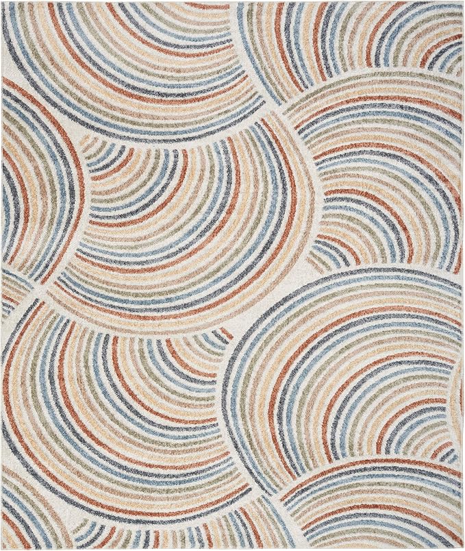 Nourison Home Astra Machine Washable Ivory Multicolor 10' x 14' Area Rug - Easy Clean, Non Shedding, Bed Room, Living Room, Dining Room, Kitchen (10' x 14')