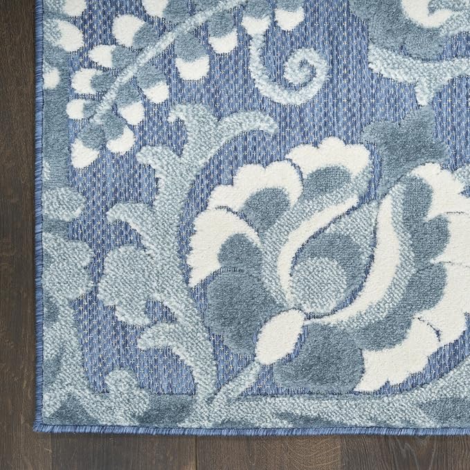 Nourison Home Aloha Blue 2'8" x 4' Area Rug - Easy Clean, Non Shedding, Bed Room, Living Room, Dining Room, Kitchen (3' x 4')