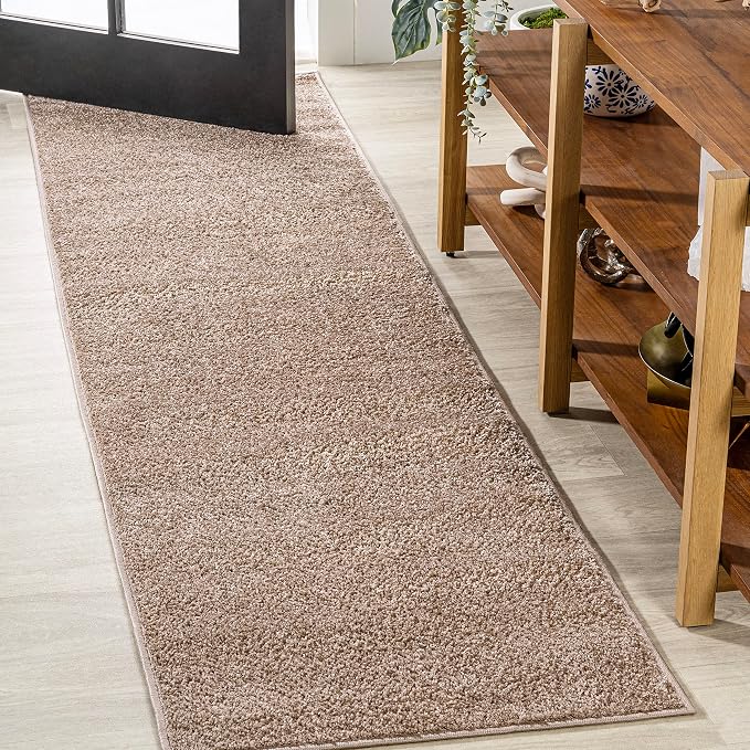 JONATHAN Y Haze Solid Low-Pile Beige Runner Rug 2x12, Coastal,Bohemian,Minimalist,Classic, Easy-Cleaning for Living Room,Bedroom,Kitchen,Pet Friendly,Non-Shedding (SEU100G-212)