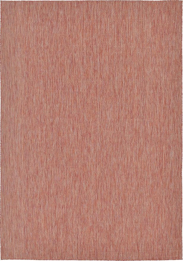 Unique Loom Collection Casual Transitional Solid Heathered Indoor/Outdoor Flatweave Area Rug (8' x 11' 4" Rectangle, Rust Red/Beige)