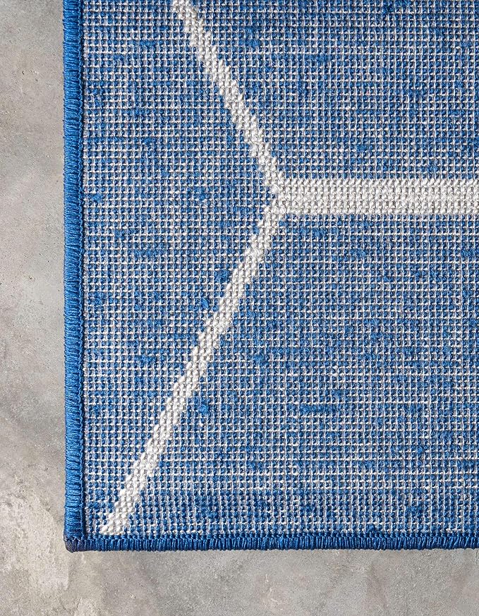 Unique Loom Trellis Frieze Collection Area Rug - Geometric (8' x 11', Navy Blue/ Ivory)