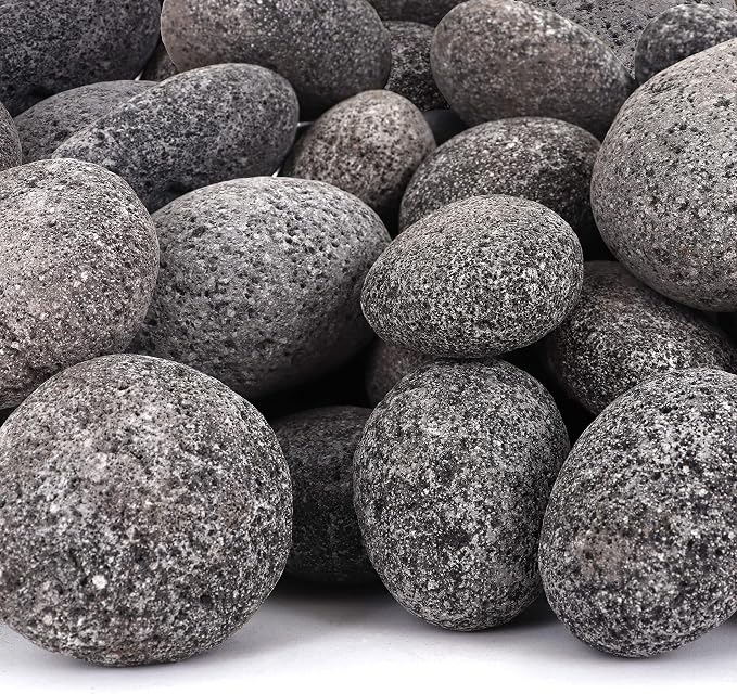 Tumbled Lava Stones - 50-Pound Black/Gray Lava Pebbles - 4" Volcanic Landscaping Rocks
