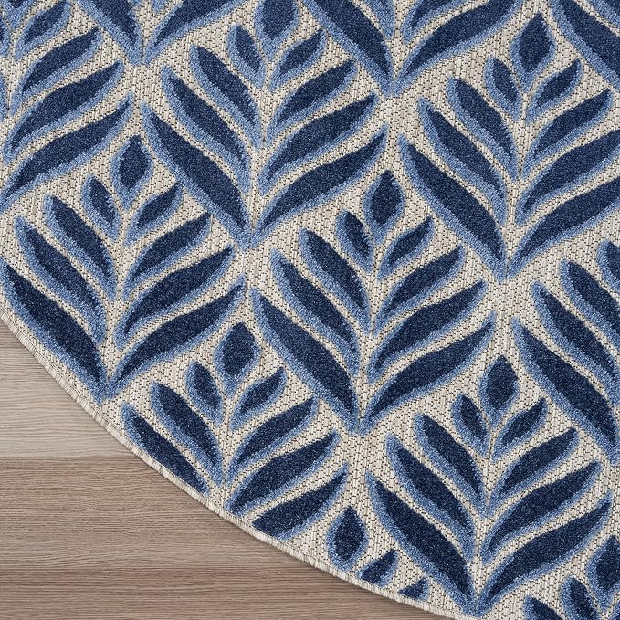 Nourison Home Aloha Blue 7'10" x Round Area Rug - Easy Clean, Non Shedding, Bed Room, Living Room, Dining Room, Kitchen (8' x Round)