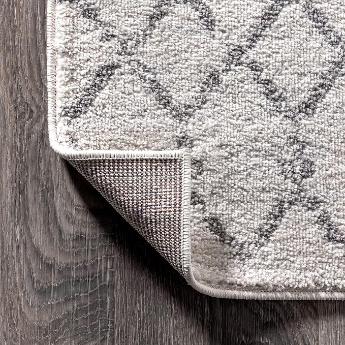 JONATHAN Y Boho Vintage Diamond Cream/Gray Indoor Area Rug 8X10 ft, Moroccan Hype for Living Room, Bedroom, Kitchen, Office, Easy-Cleaning, High Traffic, Pet-Friendly, Non-Shedding (MOH101B-8)