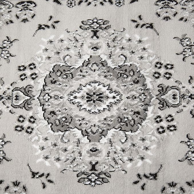 Home Dynamix Premium Sakarya Traditional Medallion Border Area Rug, Gray, 3'7"x5'2" Rectangle