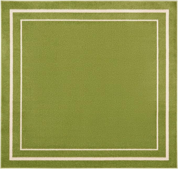 Nourison Home Nourison Essentials Green Ivory 5' x Square Area Rug - Easy Clean, Non Shedding, Bed Room, Living Room, Dining Room, Kitchen (5' x Square)