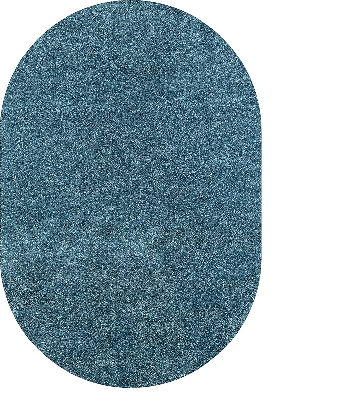 JONATHAN Y Haze Solid Low-Pile Turquoise 5x8 Oval Indoor Area Rug, Coastal,Bohemian,Minimalist,Classic, Easy-Cleaning for Living Room,Bedroom,Kitchen,Pet Friendly,Non-Shedding (SEU100H-5OV)