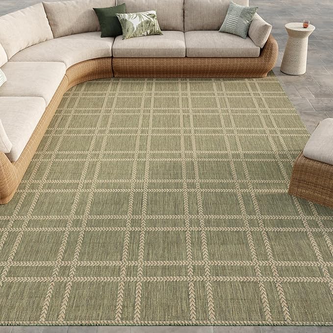Nourison Home Horizon Indoor/Outdoor Green 10' x 14' Area Rug - Easy Clean, Non Shedding, Bed Room, Living Room, Dining Room, Kitchen (10' x 14')