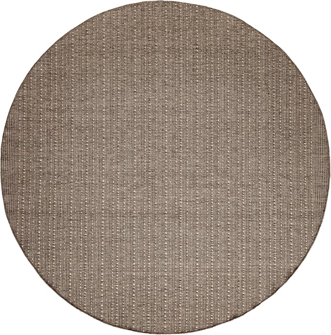 Nourison Home Tulum Brown 8' x Round Area Rug - Easy Clean, Non Shedding, Bed Room, Living Room, Dining Room, Kitchen (8' x Round)