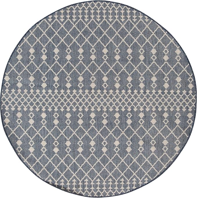 Nourison Home Positano Navy Blue 6' x Round Area Rug - Easy Clean, Non Shedding, Bed Room, Living Room, Dining Room, Kitchen (6' x Round)