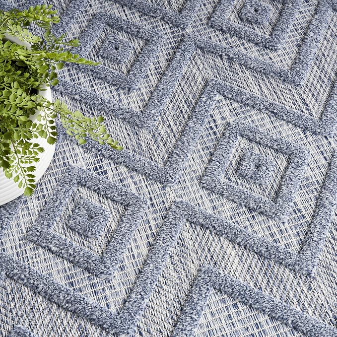 Nourison Home Versatile Denim Blue 8' x 10' Area Rug - Easy Clean, Non Shedding, Bed Room, Living Room, Dining Room, Kitchen (8' x 10')
