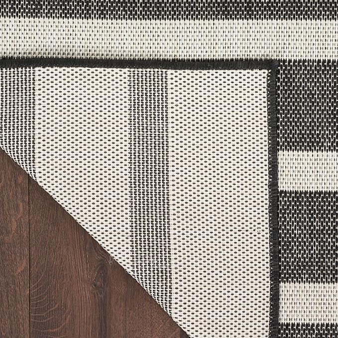 Nourison Home Positano Black Ivory 9' x 12' Area Rug - Easy Clean, Non Shedding, Bed Room, Living Room, Dining Room, Kitchen (9' x 12')