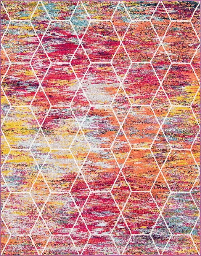 Unique Loom Trellis Frieze Collection Area Rug - Geometric (8' x 10', Multi/ Ivory)