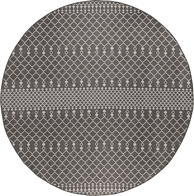 Nourison Home Positano Black 12' x Round Area Rug - Easy Clean, Non Shedding, Bed Room, Living Room, Dining Room, Kitchen (12' x Round)