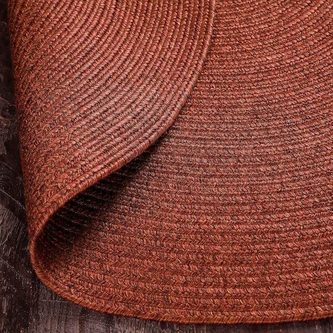 Superior Indoor/Outdoor Area Rug, Reversible Braided Floor Decor for Living Room, Kitchen, Patio, Front Porch, Modern Boho Farmhouse Rugs, Hardwood, Bedroom Accessories, 6' x 9', Brick