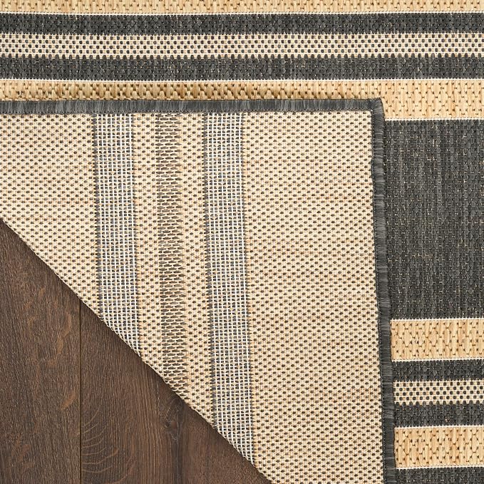 Nourison Home Horizon Indoor/Outdoor Charcoal 2' x 6' Area Rug - Easy Clean, Non Shedding, Bed Room, Living Room, Dining Room, Kitchen (6' Runner)